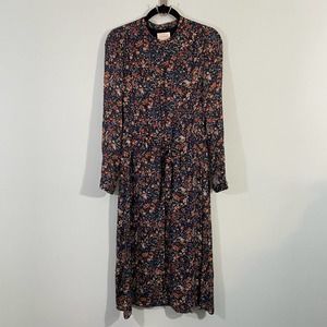 Sezane Women's Navy Dark Floral Clemence Midi Dress Size 36